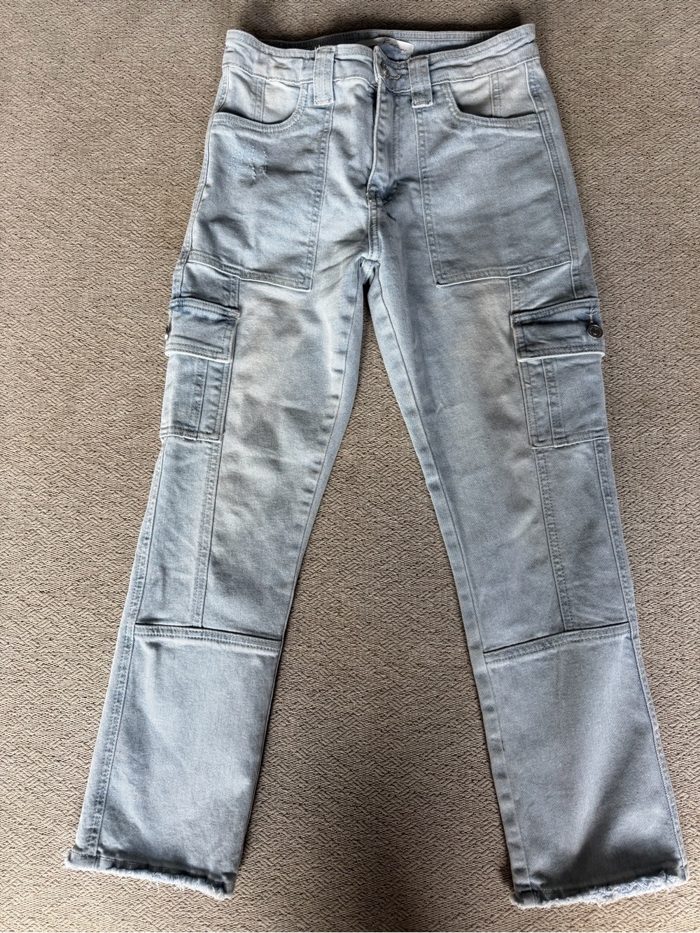 KanCan High Rise Cargo Straight Leg Jeans Light Wash Size 5 / 26